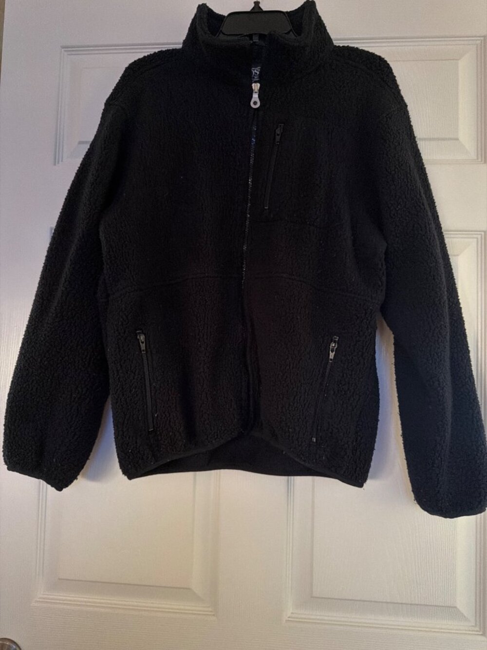 Lands End Womens Polartec Black Fleece Jacket M Full-Zip Regular Fit Warm Winter